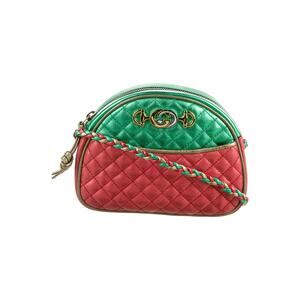 Gucci Red/Green Quilted Metallic Leather Trapuntata Mini Crossbody Bag NWT